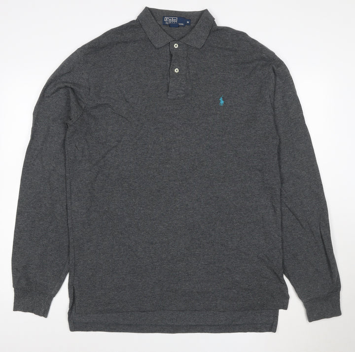 Polo Ralph Lauren Men's Grey Long Sleeve Cotton Polo Shirt M