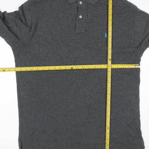 Polo Ralph Lauren Men's Grey Long Sleeve Cotton Polo Shirt M