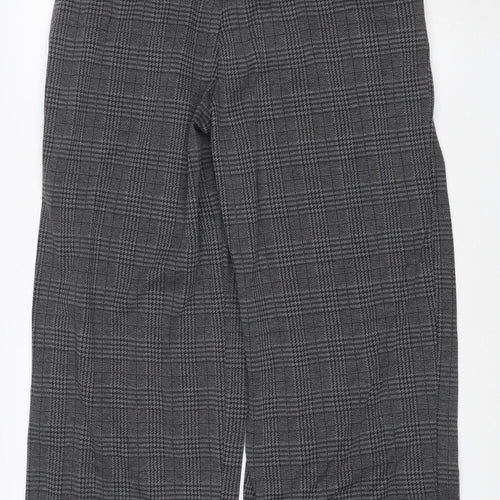 Halara Women Grey Plaid Wide-Leg Trousers L Regular Polyester Blend