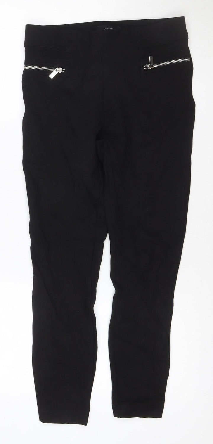 Next Women's Black Mid Rise Zip Detail Stretch Leggings Size 10