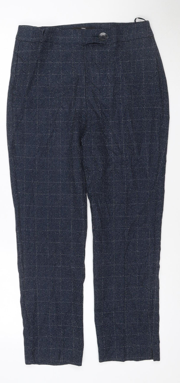 Next Women Blue Geometric Straight Trousers Size 10