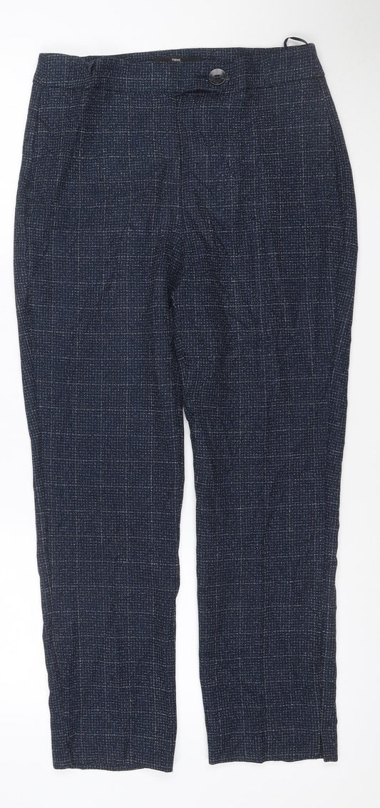 Next Women Blue Geometric Straight Trousers Size 10