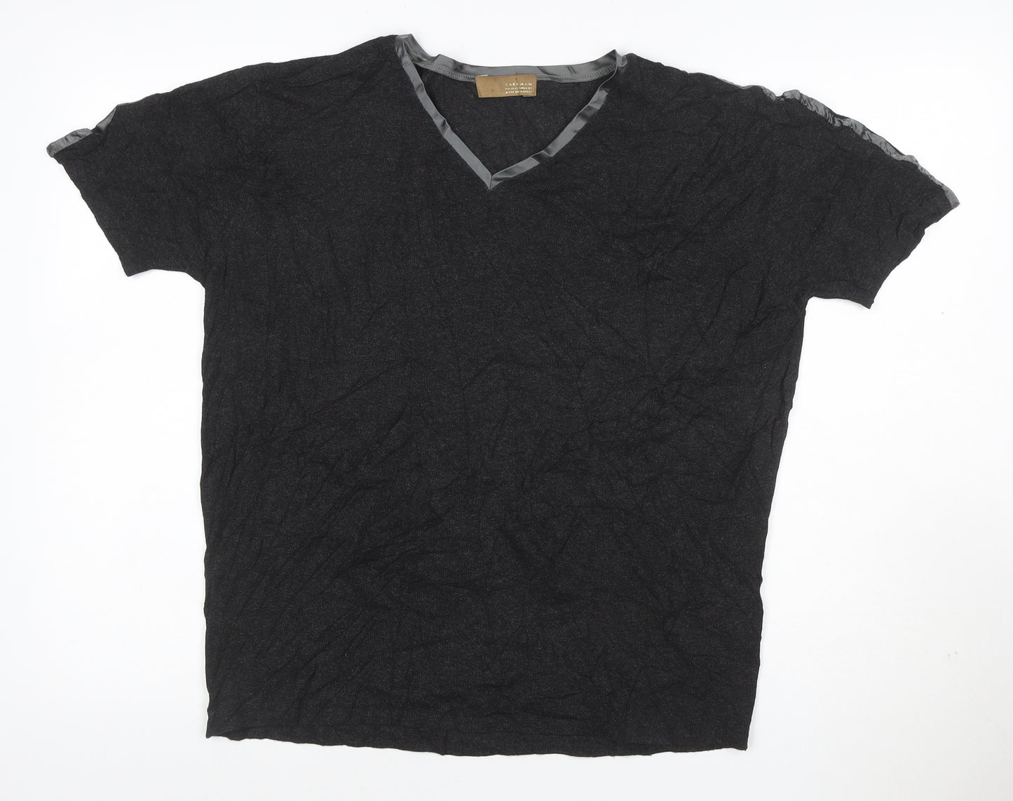 Zara Man Men's Black V-Neck Short Sleeve T-Shirt XL Classic Fit
