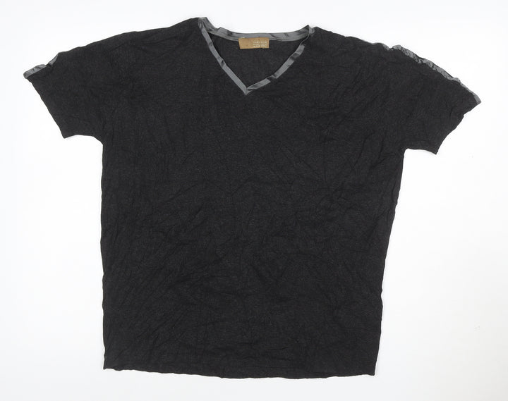 Zara Man Men's Black V-Neck Short Sleeve T-Shirt XL Classic Fit