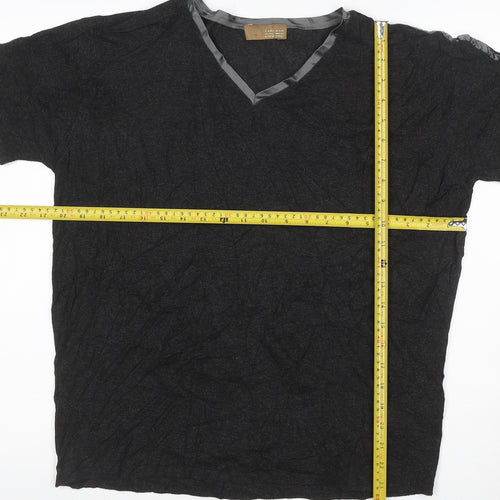 Zara Man Men's Black V-Neck Short Sleeve T-Shirt XL Classic Fit