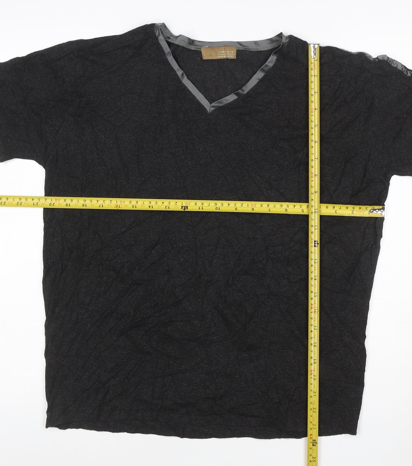 Zara Man Men's Black V-Neck Short Sleeve T-Shirt XL Classic Fit