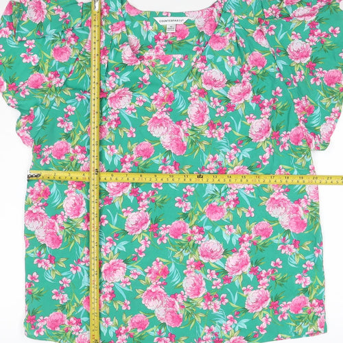 Counterparts Women's Multicoloured Floral Ruffle Short Sleeve Blouse M