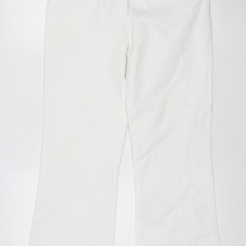 Next Women White Straight Leg Jeans Size 10 Regular Cotton