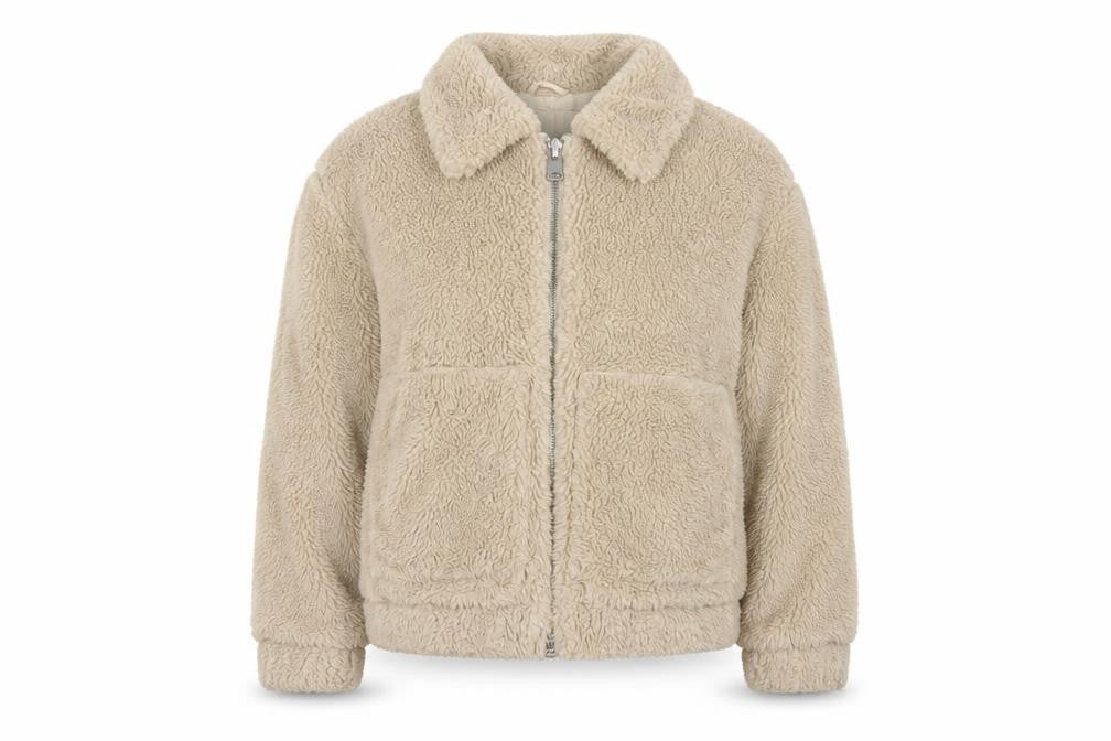 Urban Outfitters Women Beige Fleece Zip Jacket M Regular Short