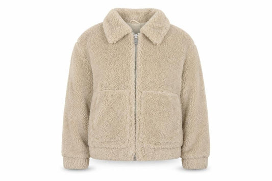 Urban Outfitters Women Beige Fleece Zip Jacket M Regular Short