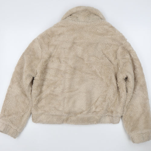 Urban Outfitters Women Beige Fleece Zip Jacket M Regular Short