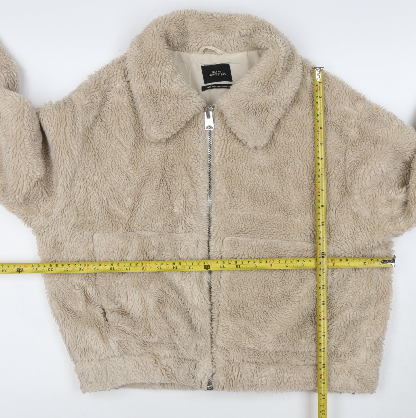 Urban Outfitters Women Beige Fleece Zip Jacket M Regular Short