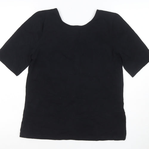 Warehouse Women’s Black Size 14 Scoop Neck Cotton Stretch T-Shirt