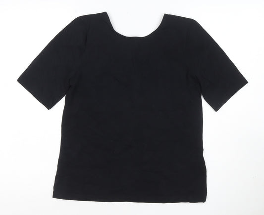 Warehouse Women’s Black Size 14 Scoop Neck Cotton Stretch T-Shirt