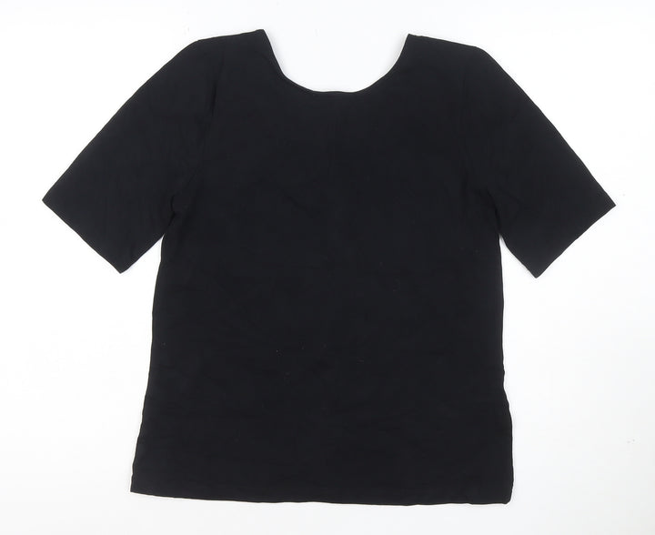 Warehouse Women’s Black Size 14 Scoop Neck Cotton Stretch T-Shirt