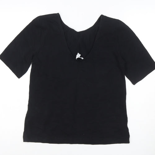 Warehouse Women’s Black Size 14 Scoop Neck Cotton Stretch T-Shirt
