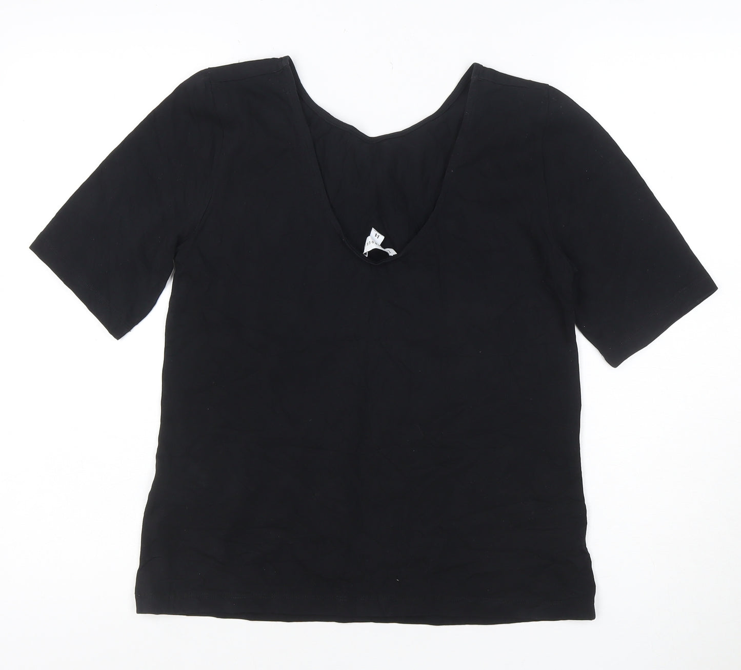 Warehouse Women’s Black Size 14 Scoop Neck Cotton Stretch T-Shirt