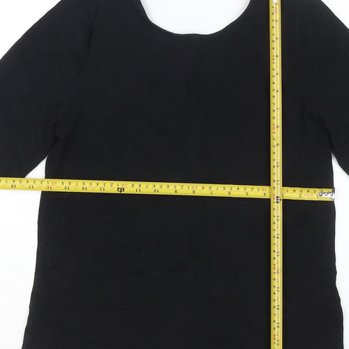Warehouse Women’s Black Size 14 Scoop Neck Cotton Stretch T-Shirt