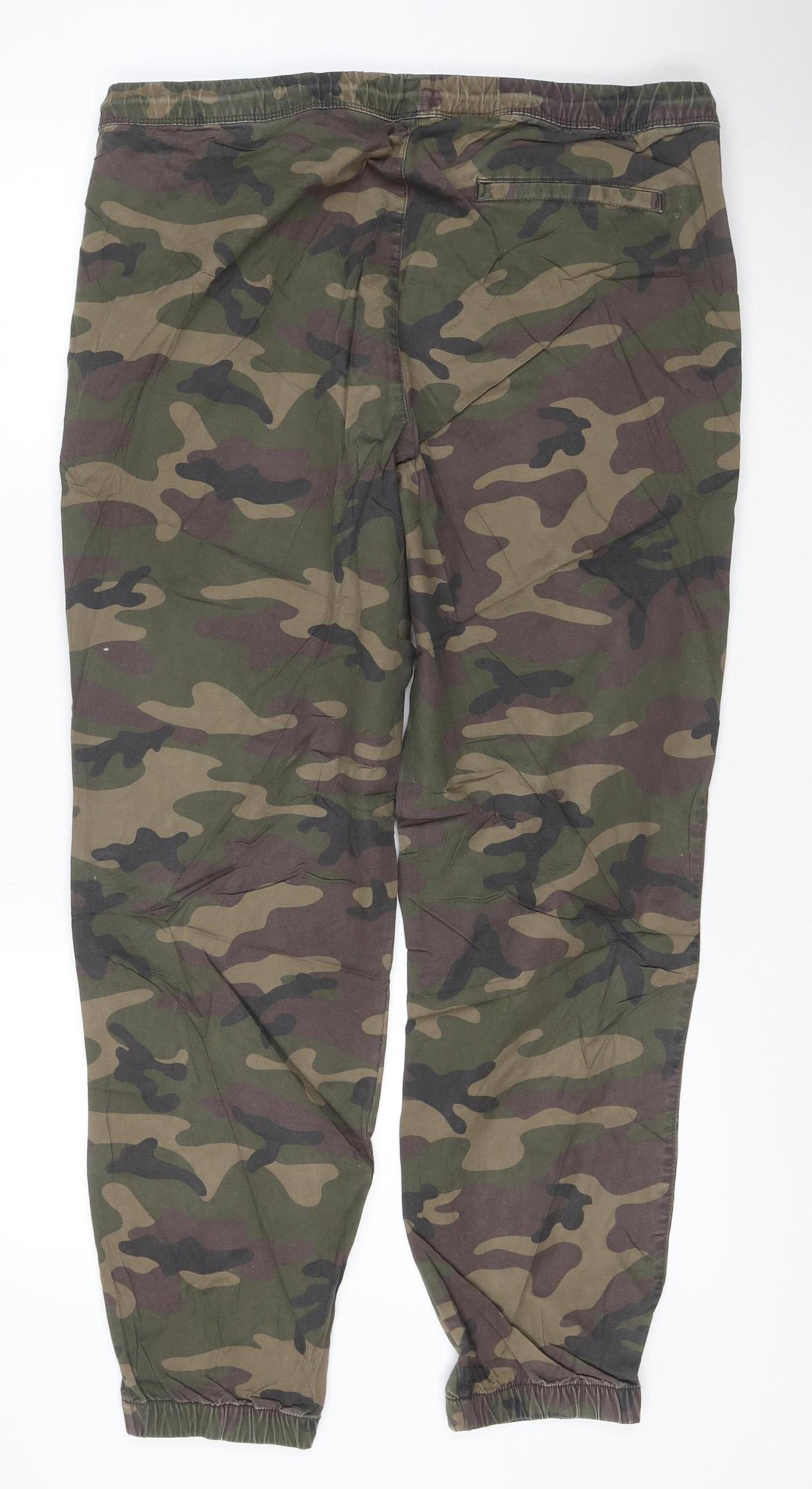 GAP Women's Green Camouflage Cotton Jogger Trousers Size L