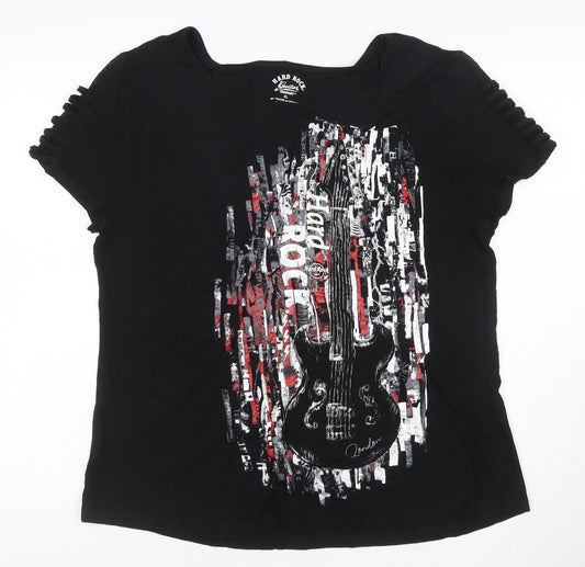 Hard Rock Cafe Womens Black XL Music Graphic Short Sleeve T-Shirt