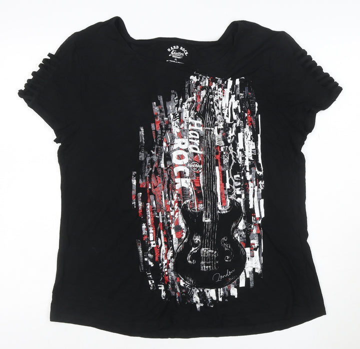 Hard Rock Cafe Womens Black XL Music Graphic Short Sleeve T-Shirt