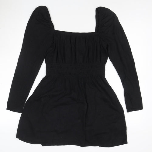 H&M Divided Women's Black A-Line Puff Sleeve Mini Dress M