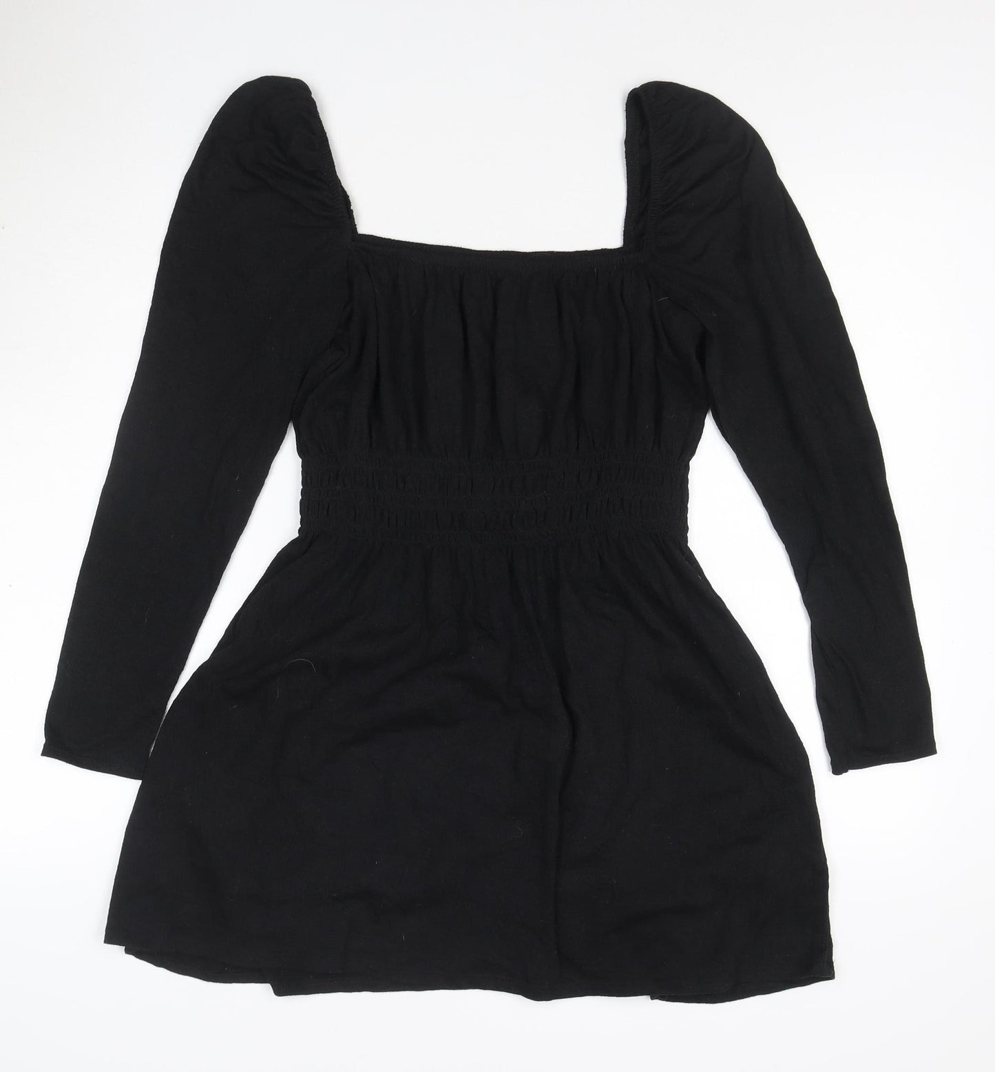 H&M Divided Women's Black A-Line Puff Sleeve Mini Dress M