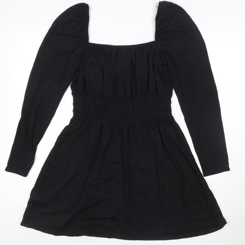 H&M Divided Women's Black A-Line Puff Sleeve Mini Dress M