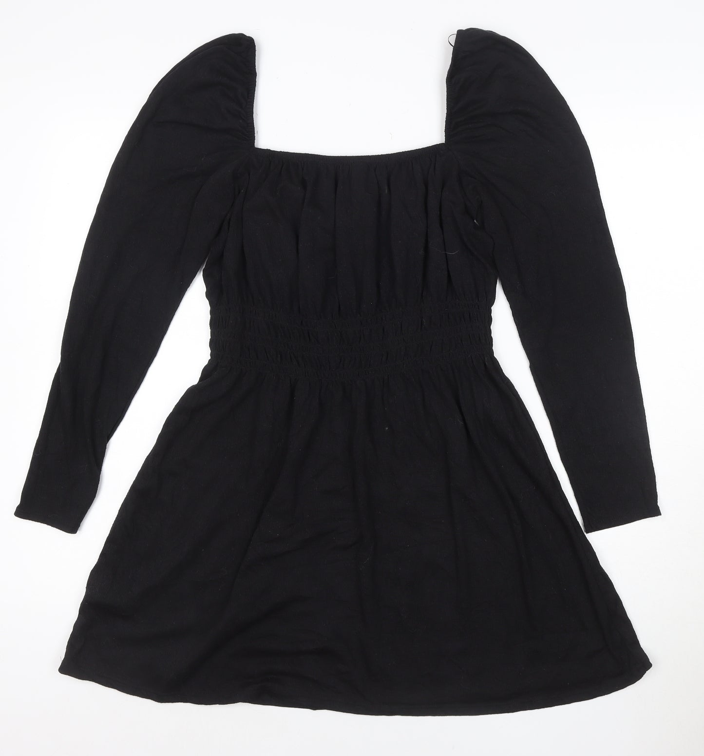 H&M Divided Women's Black A-Line Puff Sleeve Mini Dress M