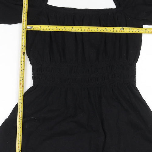 H&M Divided Women's Black A-Line Puff Sleeve Mini Dress M
