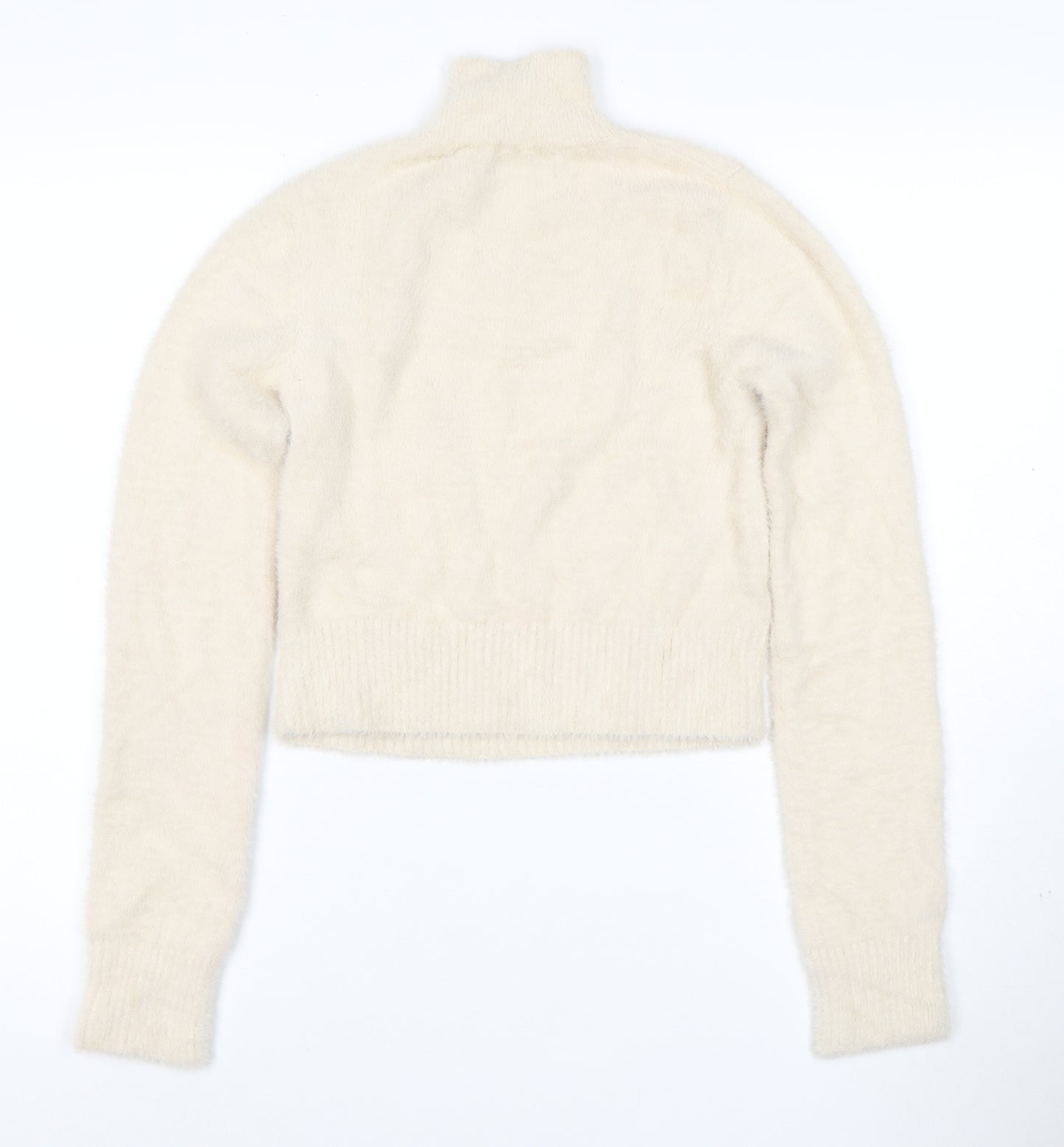 Bershka Women Ivory Roll Neck Knit Pullover Jumper Size M