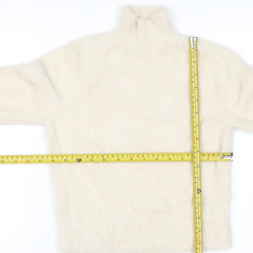 Bershka Women Ivory Roll Neck Knit Pullover Jumper Size M