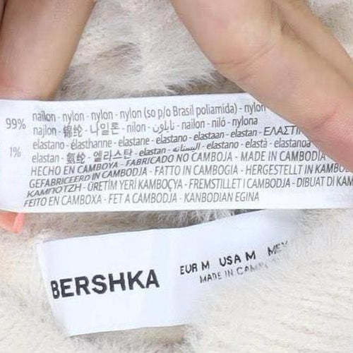 Bershka Women Ivory Roll Neck Knit Pullover Jumper Size M