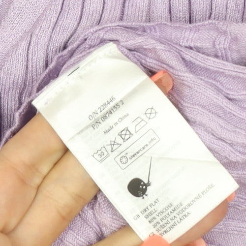 Monki Women Purple V-Neck Ribbed Knit Button Cardigan Size S
