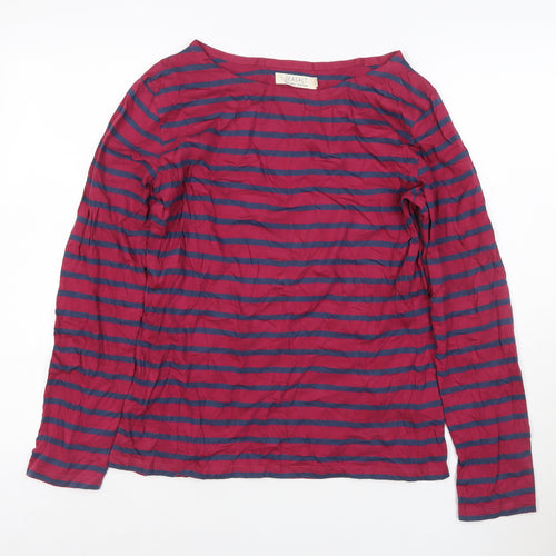Seasalt Women Red Blue Striped Long Sleeve Organic Cotton Sailor Shirt Size 10