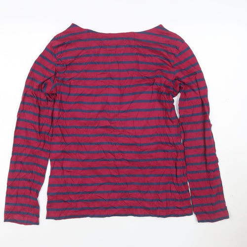 Seasalt Women Red Blue Striped Long Sleeve Organic Cotton Sailor Shirt Size 10