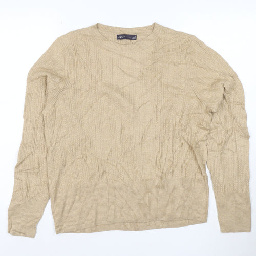 Marks and Spencer Womens Beige Cable-Knit Jumper Size 16
