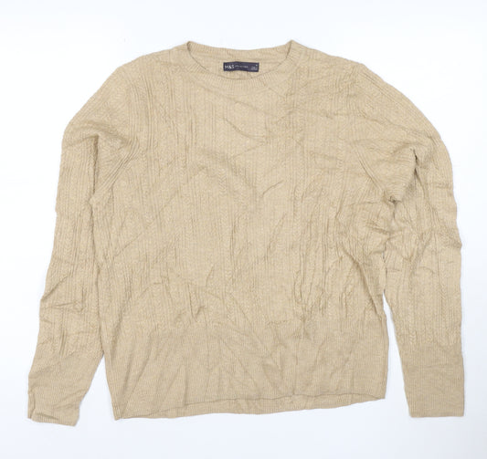 Marks and Spencer Womens Beige Cable-Knit Jumper Size 16