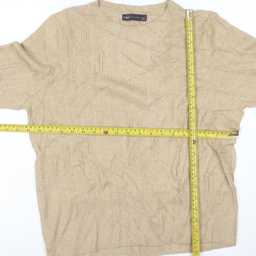 Marks and Spencer Womens Beige Cable-Knit Jumper Size 16