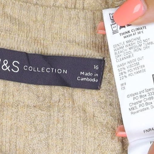 Marks and Spencer Womens Beige Cable-Knit Jumper Size 16