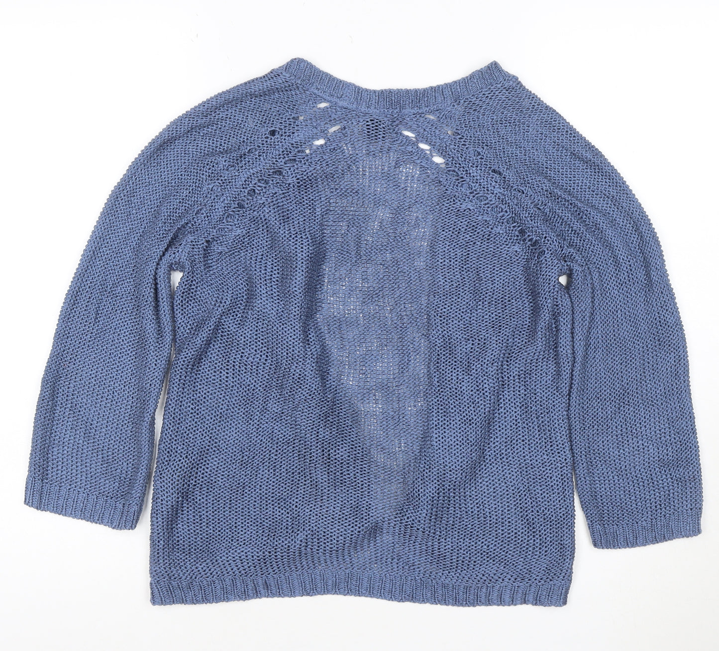 H&M Women Blue Open-Knit V-Neck Cardigan XS