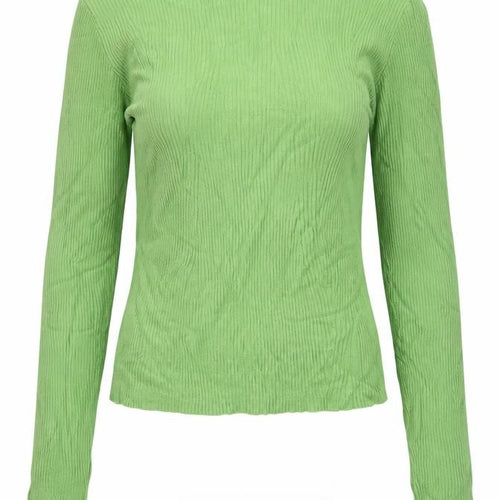 Pull & Bear Women Green Slim Fit Ribbed Knit Long Sleeve Jumper Size S