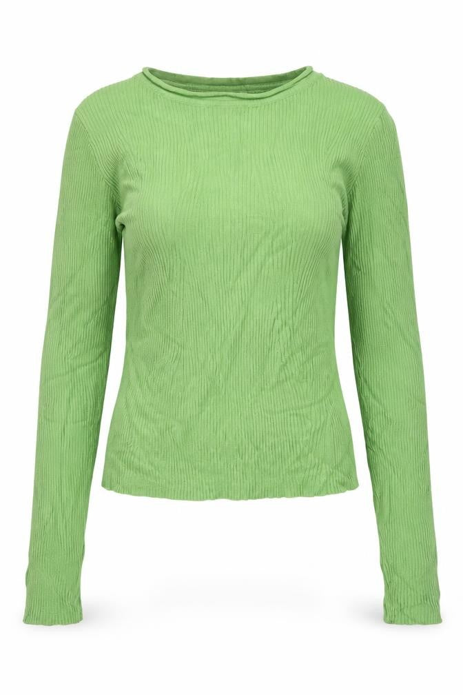 Pull & Bear Women Green Slim Fit Ribbed Knit Long Sleeve Jumper Size S