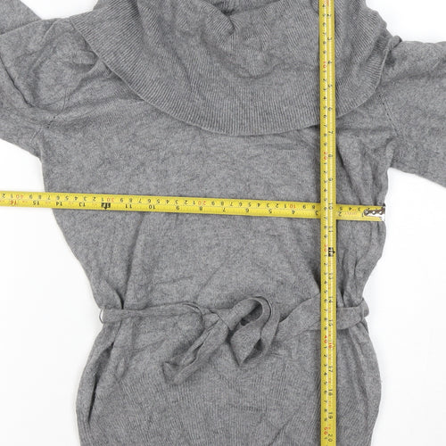 Jasper Conran Women Grey Cowl Neck Belted Tunic Jumper Size 8