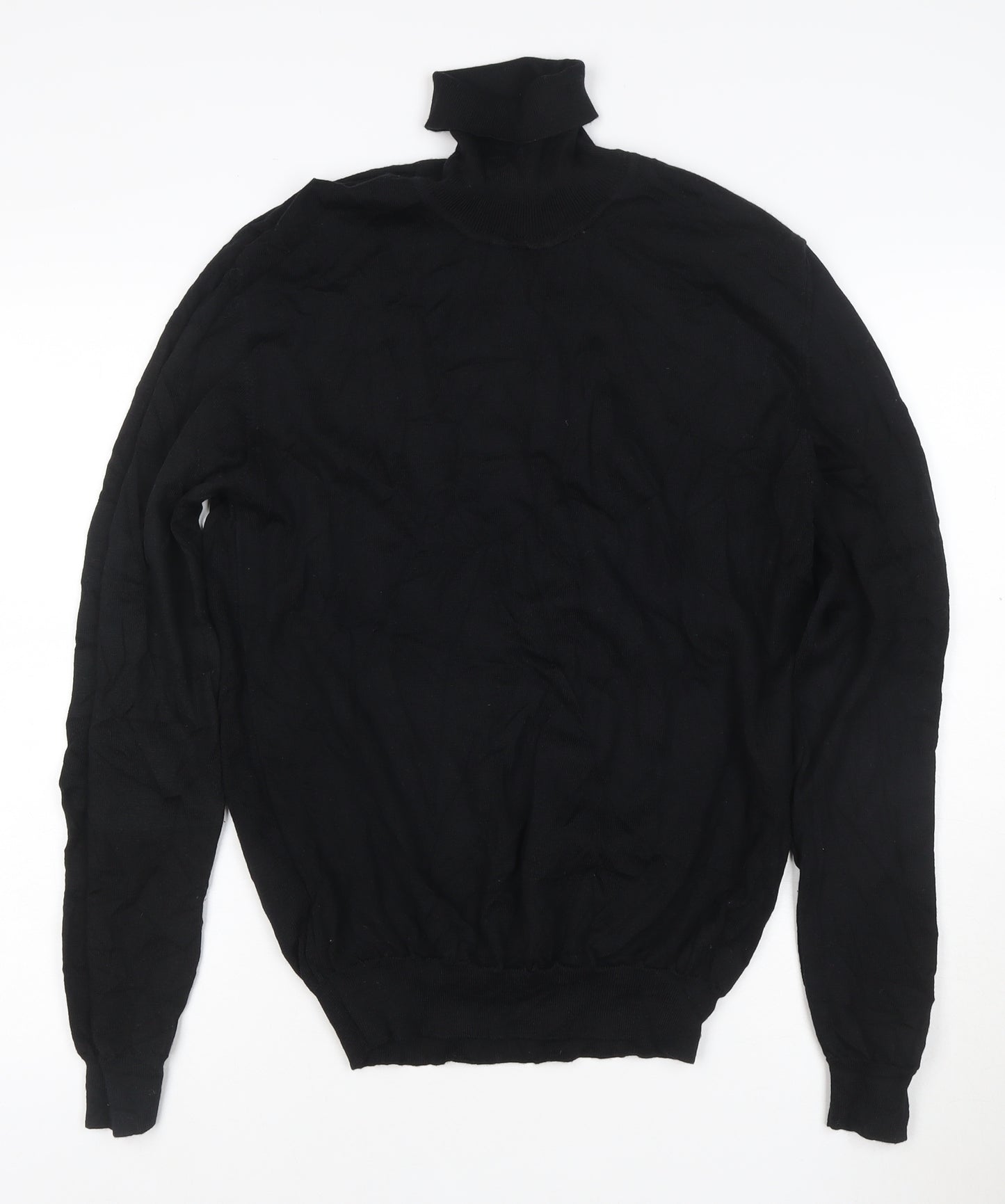 Calvin Klein Womens Black Roll Neck Wool Jumper Size 2XL