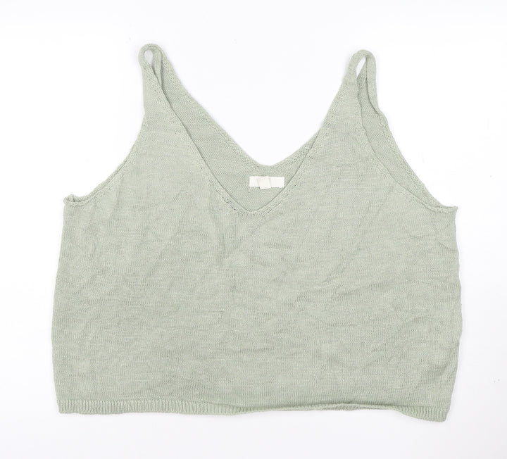 H&M Women’s Green Knit Camisole Tank Top Size XL