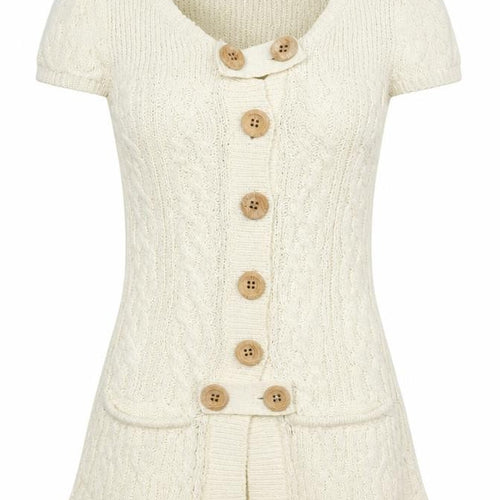 River Island Women Ivory Cable-Knit Button Short Sleeve Cardigan UK16