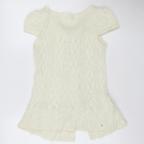 River Island Women Ivory Cable-Knit Button Short Sleeve Cardigan UK16