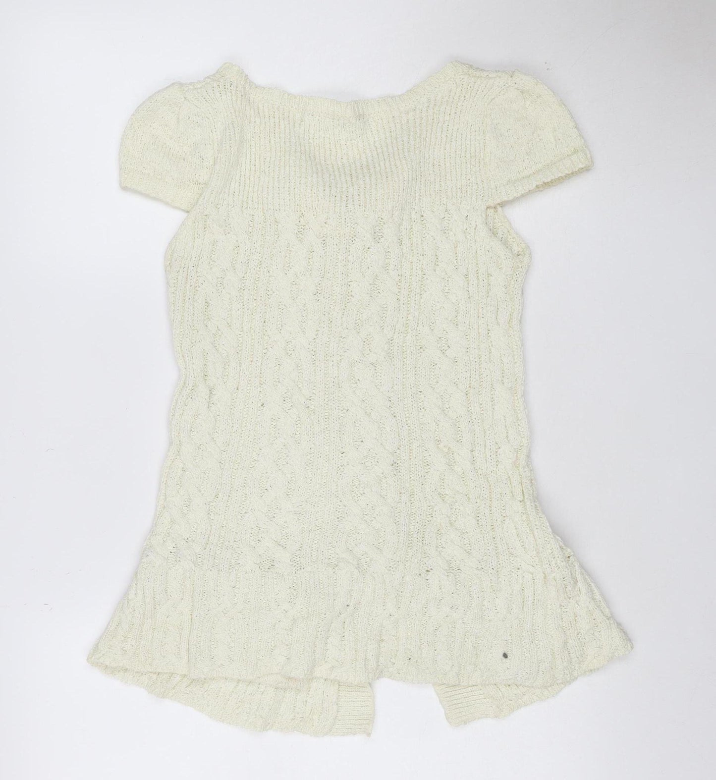 River Island Women Ivory Cable-Knit Button Short Sleeve Cardigan UK16