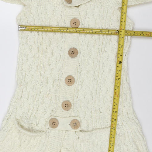 River Island Women Ivory Cable-Knit Button Short Sleeve Cardigan UK16